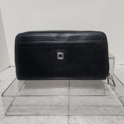 Cartera sin asas de cuero negra con cremallera Lodis para mujer Foto 1 de 4
