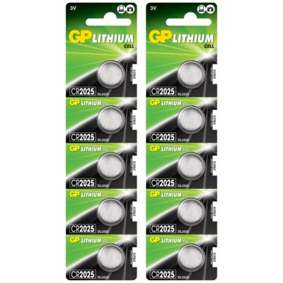 10 x GP Lithium CR2025 DL2025 CR 2025 3V Coin Cell Battery - Image 1 of 2