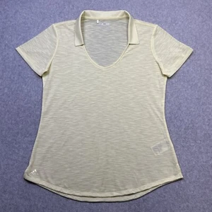 Adidas Polo Shirt Medium Yellow Sheer Scoop Neck Golf Outdoor Polyester Top - Picture 1 of 11