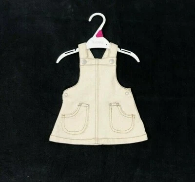 EX NUTMEG Ex Store Baby Girls Cream Denim Pinafore Dress Age N/B 0 3 6 9 12 18 24 36 Mths