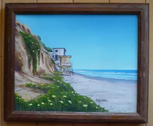 B. NOVACK, SAN DIEGO KÜSTENMEERESLANDSCHAFT STRANDBLICK Strandhaus KALIFORNIEN VINTAGE - Bild 1 von 10