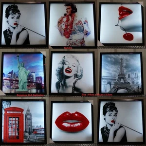LED LIGHT UP PICTURES AUDREY HEPBURN MARILYN MONROE LONDON EIFFEL TOWER NEW YORK - Picture 1 of 9