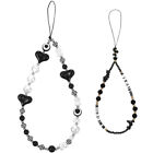 Cute Heart Beads Lanyard Strap Charms for Aesthetic Style - 2PCS