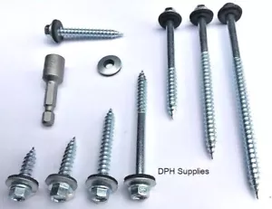 TIMBER TEK ROOFING SCREWS BOLTS FIX CORRUGATED SHEET TO TIMBER + FREE HEX BIT - Picture 1 of 12