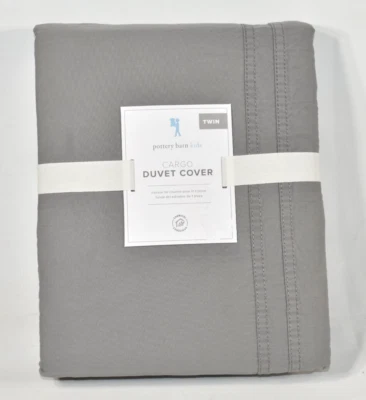 Funda nórdica Pottery Barn Kids cargo gris liso doble algodón sarga bolsillos NUEVO Foto 1 de 4
