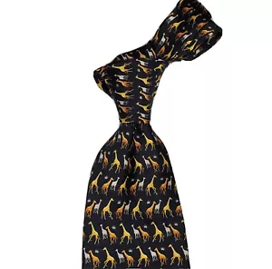 Vintage 100% Silk Handmade Giraffe Necktie Museum Artifacts Made in USA - Picture 1 of 5