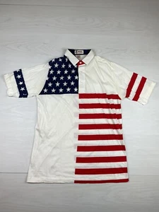 Antigua Mens Large American Flag Polo Shirt - Picture 1 of 8