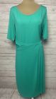NEW Ann Taylor Size 12 Faux Wrap Green Dress Short Sleeve Scoop Neck Career