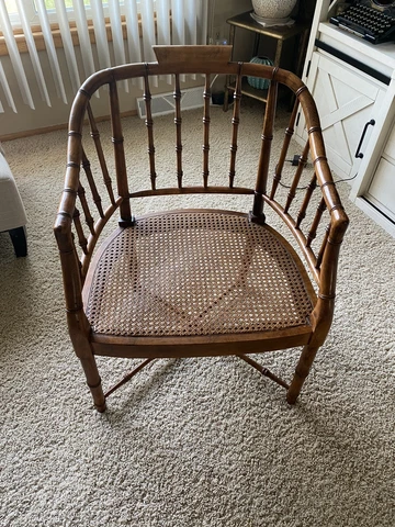 Century Chair Co. Hickory N.C. Bamboo and Cane Regency Armchair, Mid century Cover