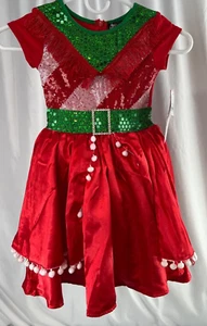 JoJo’s Closet Sleeveless Holiday Dress Red Pom-Poms Sequin Girl’s X-Small (4/5) - Picture 1 of 4