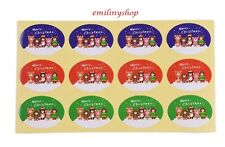 lot de 48 etiquettes stickers joyeux noel merry christmas rouge vert bleu neuf
