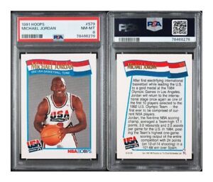 1991 HOOPS #579 MICHAEL JORDAN PSA 8 NM-MT USA BASKETBALL