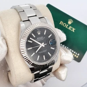 Rolex Datejust 41 Black Dial Fluted Bezel Steel Watch 126334 2021 Box Papers - Picture 1 of 7