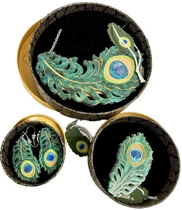 ERSTWILDER THE ROYAL EYE SET - PEACOCK FEATHER - ART NOUVEAU. NEW IN BOX. - Picture 1 of 1