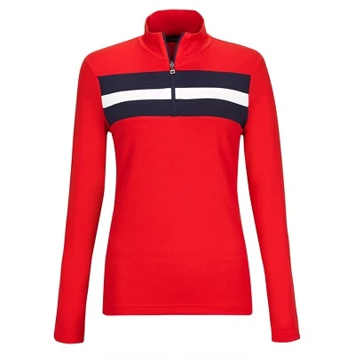 NWT Golfino Ladies Retro Sport Troyer Scarlet Golf 1/4 Zip 4339722 368 pick size