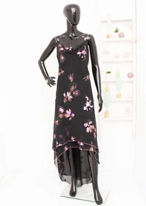 JOSEPH RIBKOFF Maxikleid schwarz lila Blumenmuster Glitzer geschichtet... - Bild 1 von 9