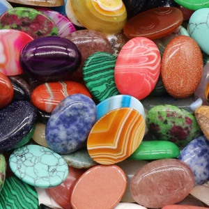 18mmx25mm Oval Cabochon CAB Flatback Semi-Precious Gemstone Crystal Jewelry DIY - Picture 1 of 53