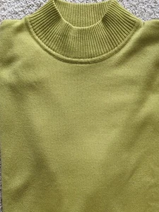 Design Assets XL Ladies Yellow Green Mock Neck Sweater Fine Knit Raglan Sleeve - Picture 1 of 7