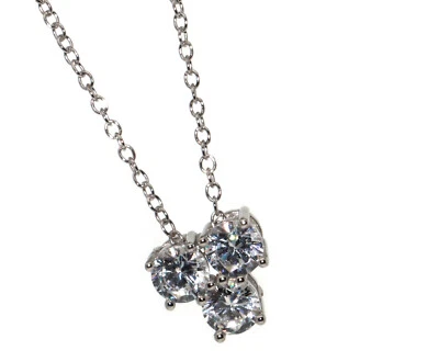 Collana argento 925 trilogy ciondolo zirconi donna 5 mm bianco collier girocollo - Immagine 1 di 3