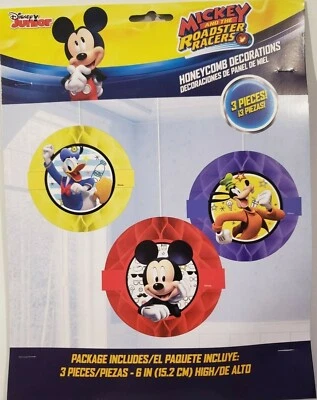 2 PACK Disney Jr Mickey Roadster Racers 3-Pc Honeycomb Decoration Party Supplies - Image 1 of 3