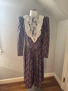 Women’s Vintage Jessica McClintock Gunne Sax Cottage Core Floral Print Dress - Picture 1 of 21