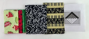 Music & Watermelon Log Cabin Quilt Block Small Kit (2 Blocks) Fabric & Pattern - Picture 1 of 5