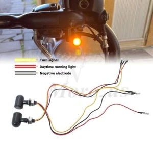 Small Black Motorcycle Turn Signal Brake Light Blinker Red amber Lamp Universal - Picture 1 of 19