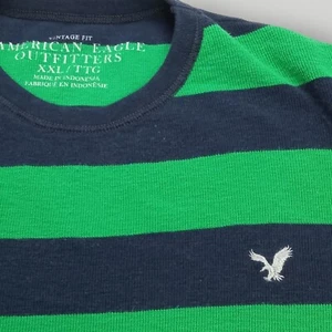 American Eagle Men's 2XL Vintage Fit Blue & Green Striped Long Sleeve Pullover - Picture 1 of 10
