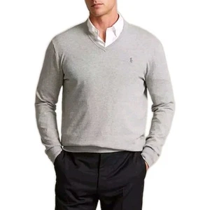 Suéter Polo Ralph Lauren Para Hombre Talla L Tejido Pullover Negocios Gris Pima - Imagen 1 de 9