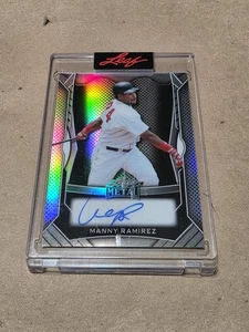 2025 LEAF SPECTACULAR MANNY RAMIREZ AUTO 2/10 METAL AUTOGRAPH ON CARD - Picture 1 of 2
