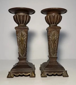 2 Wrought Iron Brutalist Industrial Primitive Candlestick Holders 8.5”x3.5” - Picture 1 of 24