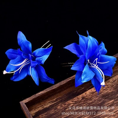 Tocado de novia Cheongsam flores rojas, juego de accesorios para el cabello disco horquilla boda Foto 1 de 4