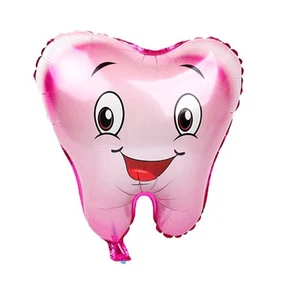 Globo rosa con forma de diente sonrisa dental higiene dental fiesta infantil - Imagen 1 de 3