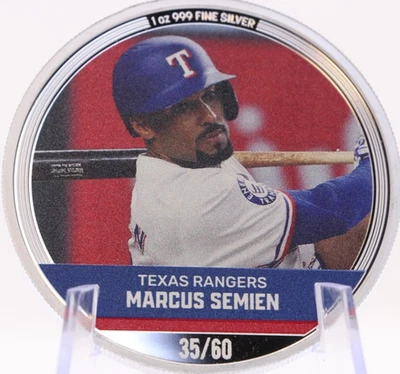 Marcus Semien MLB Trading Coin 1 oz Silver Niue - NZ Mint 35/60 .999 Pure 2024 - Image 1 of 4
