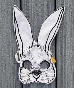 Fidoodle Printed Cotton Canvas Rabbit Mask, Ears Bend Rubber Wire, Elastic Band - Picture 1 of 5