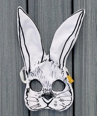 Fidoodle Printed Cotton Canvas Rabbit Mask, Ears Bend Rubber Wire, Elastic Band - Image 1 of 4