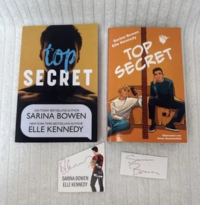 Elle Kennedy Sarina Bowen Signed Top Secret OOP Edition & German Edition - Foto 1 di 21