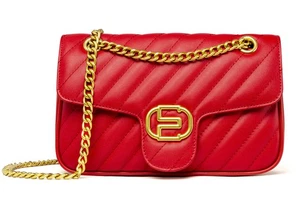 Quilted Crossbody Bags Genuine Leather Purses for Women Trendy Medium Red Sho... - Foto 1 di 4