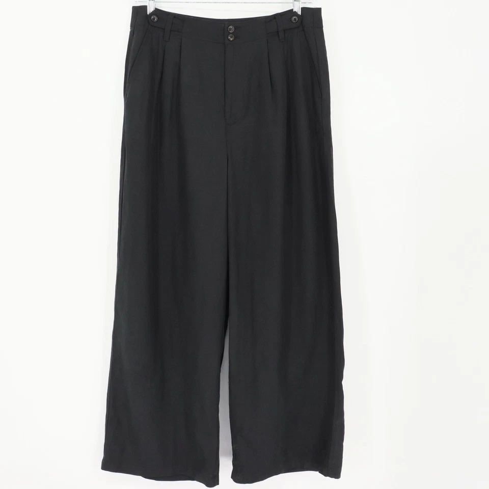 Madewell The Harlow Wide-Leg Pant Black Size 14 High Rise Pleated Linen Blend - Image 1 of 4