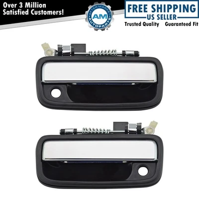 Комплект из пары хромированных и черных наружных дверных ручек для Toyota Tacoma 95–04 годов выпуска - Изображение 1 из 4