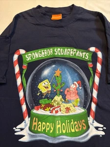 Nickelodeon Spongebob Schwammkopf Tshirt Happy Holidays 2003 Vintage L - Bild 1 von 7