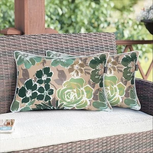 Patio Lumbar Pillow Covers ONLY 20"x12", Set of 2, Outdoor Indoor Cushion Cas... - Picture 1 of 7