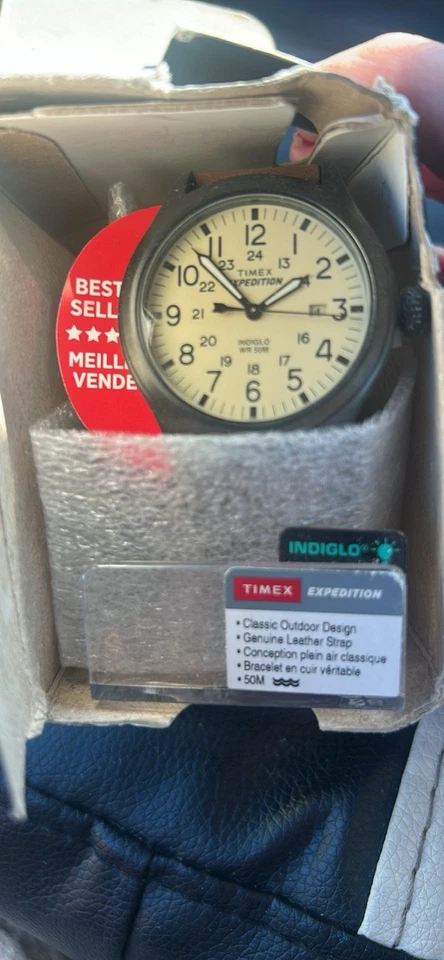 Timex T49963, Reloj Hombre Expedition Scout Cuero Marrón, Fecha, Indiglo, NUEVO Foto 1 de 1