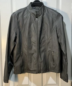 NUEVO Abrigo Chaqueta Imitación Cuero Gris de Roz & Ali Mujer’s Talla XL - Imagen 1 de 9