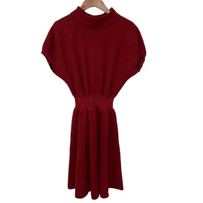 EMPORIO ARMANI Vestido Cuello Alto Mangas Cortas Cintura Acanalada Talla 40 Rojo Mujer USADO Foto 1 de 4