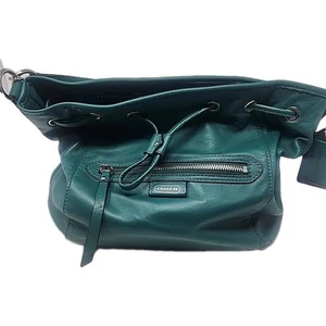 Borsa Coach Hamdbag in pelle di giada verde stile coulisse n. F25661 - Foto 1 di 8