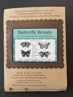 Conjunto de 13 estampillas de goma Unity Butterfly Beauty Soul inspiradas en UM UK-178A Foto 1 de 4