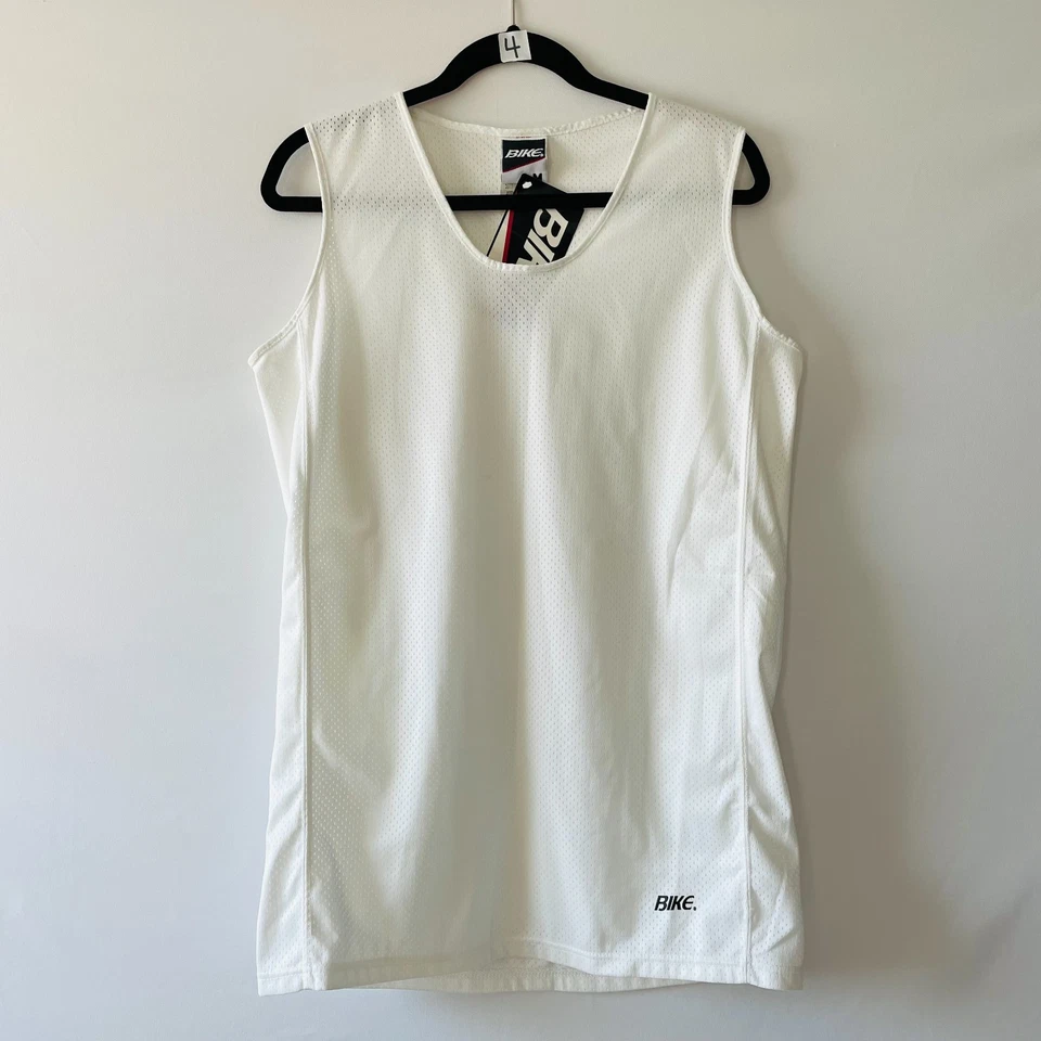 NUEVO CON ETIQUETAS Bicicleta Atlética Para Hombres Blanca Sin Mangas Ropa Deportiva Entrenamiento Jersey Camiseta sin Mangas Talla M Foto 1 de 4