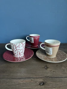 Villeroy & Boch Caffé Club Floral Berry & Uni Espresso/Demitasse Cup & saucers - Picture 1 of 5