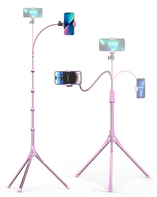 Phone Tripod, 92" Cell Phone Stand with 15" Gooseneck, Remote and Phone Holde... - Image 1 of 4